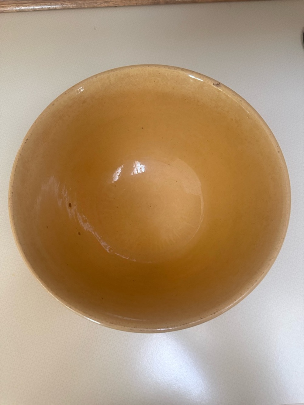 Antique Watt YellowWare 12" Mixing Bowl Single White Band Americana 19th Century - Picture 8 of 9